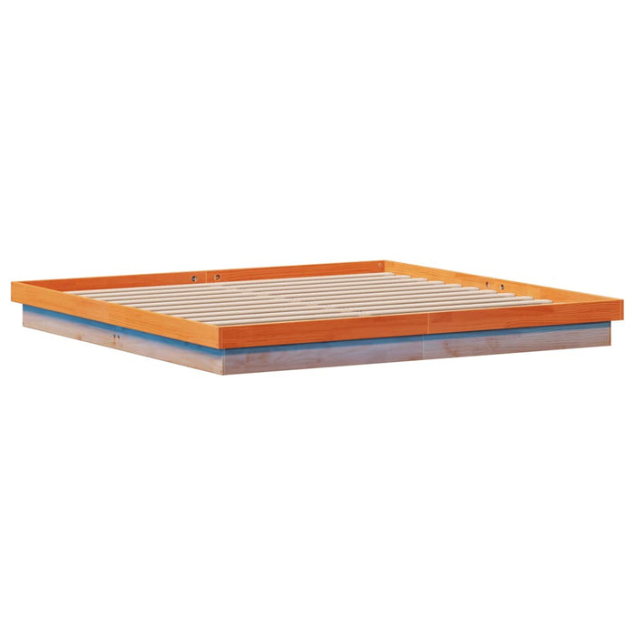 Cadru de pat cu LED, maro ceruit, 200x200 cm, lemn masiv de pin - WALTI WALTI