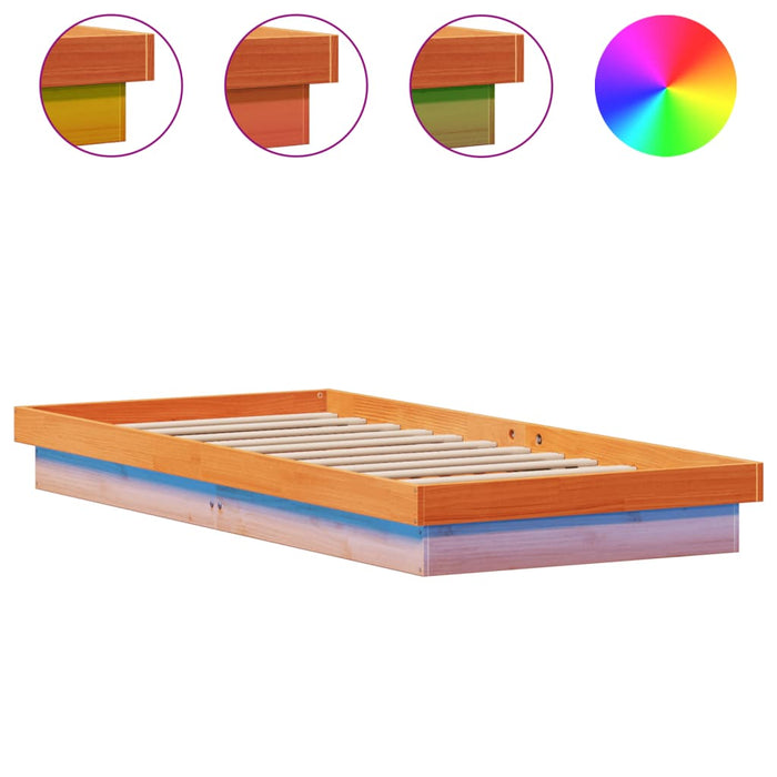 Cadru de pat cu LED, maro ceruit, 90x190 cm, lemn masiv de pin - WALTI WALTI