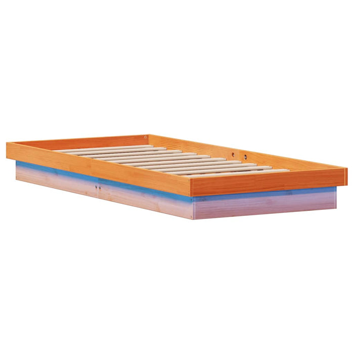 Cadru de pat cu LED, maro ceruit, 90x190 cm, lemn masiv de pin - WALTI WALTI