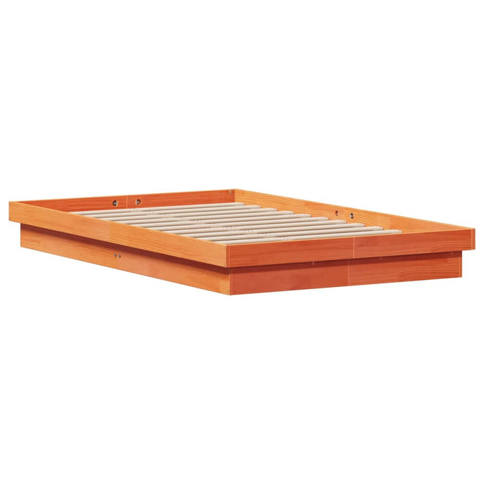 Cadru de pat cu LED, maro ceruit, 135x190 cm, lemn masiv de pin - WALTI WALTI