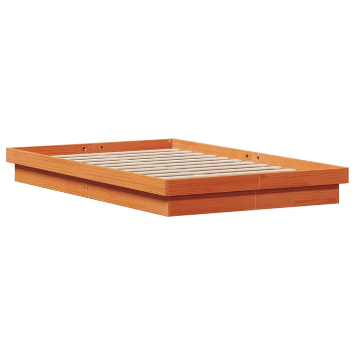 Cadru de pat cu LED, maro ceruit, 135x190 cm, lemn masiv de pin - WALTI WALTI