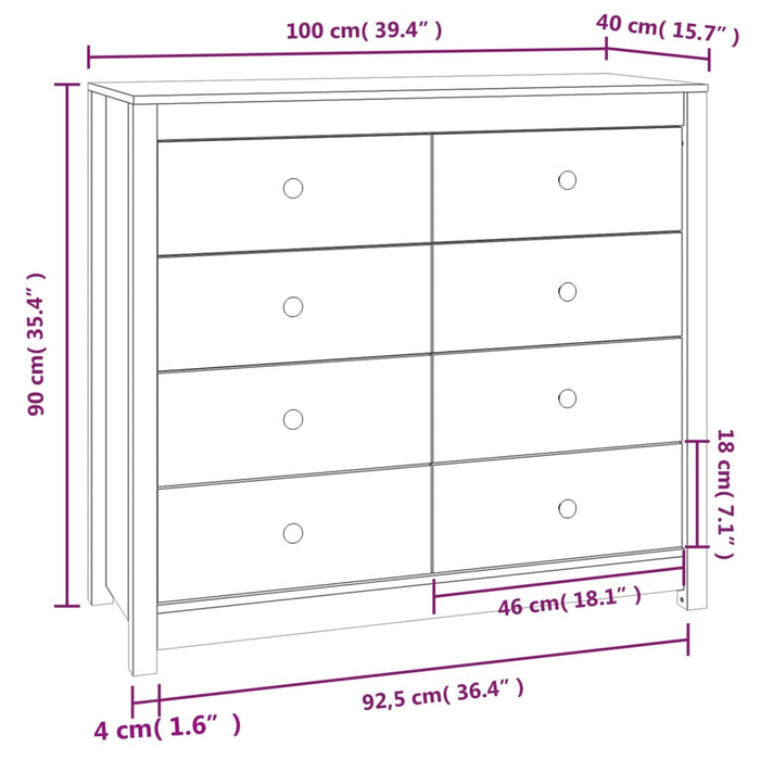 Dulap lateral, maro ceruit, 100x40x90 cm, lemn masiv de pin - WALTI WALTI