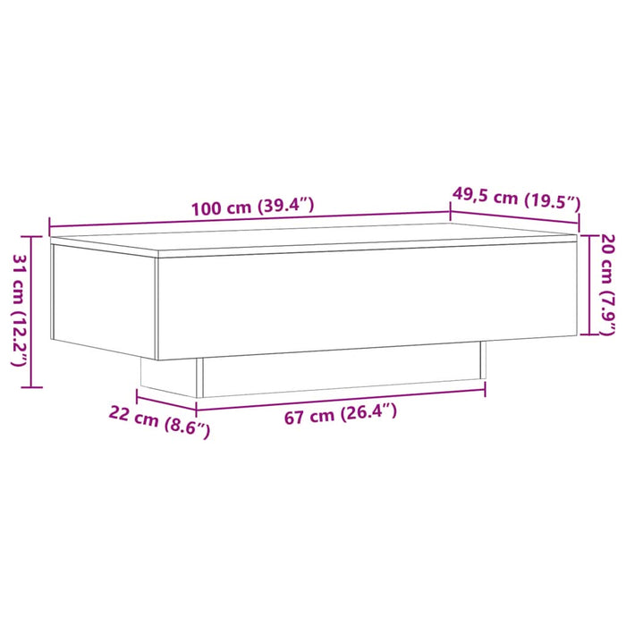 Măsuță de cafea, stejar sonoma, 100x49,5x31 cm, lemn prelucrat - WALTI WALTI