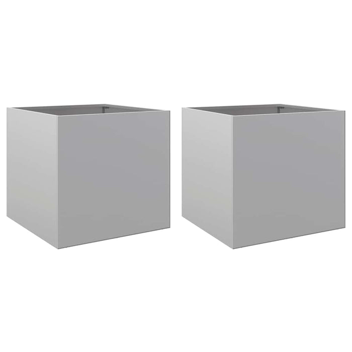 Jardiniere, 2 buc., argintiu, 42x40x39 cm, oțel galvanizat - WALTI WALTI