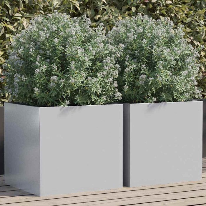 Jardiniere, 2 buc., argintiu, 42x40x39 cm, oțel galvanizat - WALTI WALTI