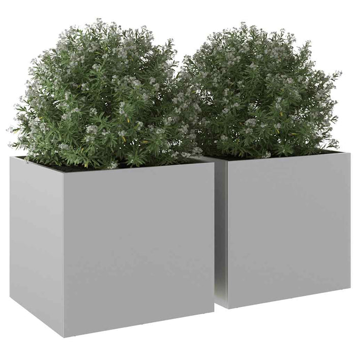 Jardiniere, 2 buc., argintiu, 49x47x46 cm, oțel galvanizat - WALTI WALTI