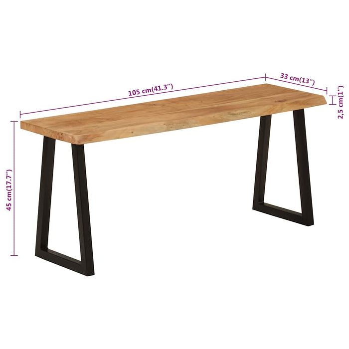 Bancă cu margini naturale 105 cm, lemn masiv de acacia - WALTI WALTI