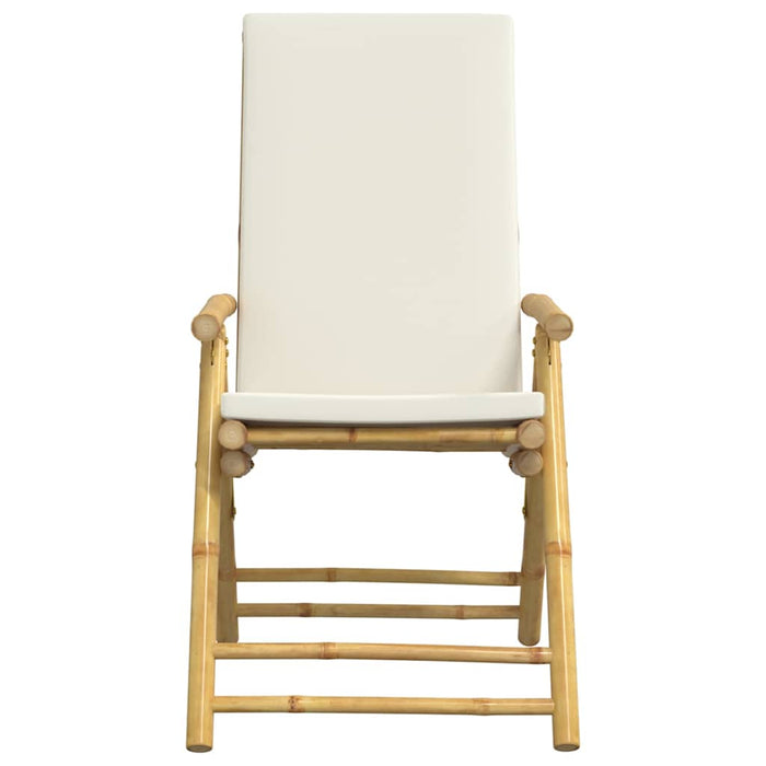Set de bistro pliabil, 3 piese, cu perne alb crem, bambus - WALTI WALTI