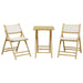 Set de bistro pliabil, 3 piese, cu perne alb crem, bambus - WALTI WALTI