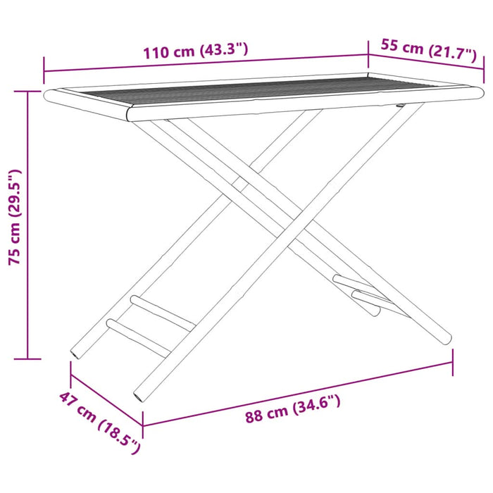 Set de bistro pliabil, 5 piese, cu perne alb crem, bambus - WALTI WALTI