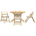 Set de bistro pliabil, 5 piese, cu perne alb crem, bambus - WALTI WALTI