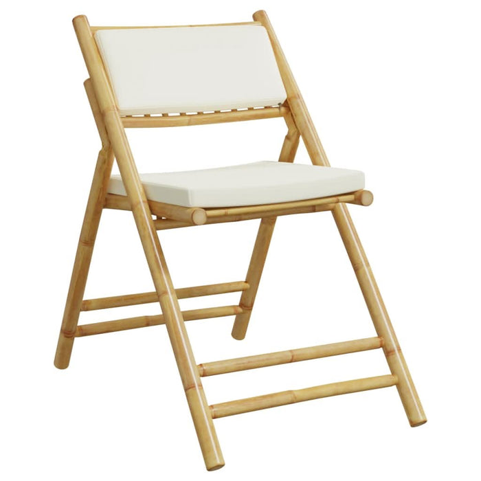 Set de bistro pliabil, 5 piese, cu perne alb crem, bambus - WALTI WALTI