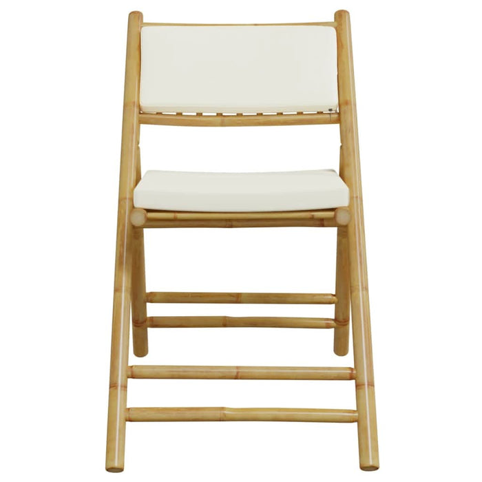Set de bistro pliabil, 5 piese, cu perne alb crem, bambus - WALTI WALTI