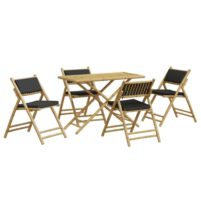Set de bistro pliabil, 5 piese, cu perne gri închis, bambus - WALTI WALTI