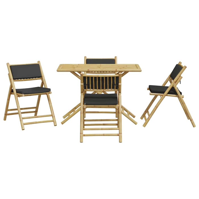 Set de bistro pliabil, 5 piese, cu perne gri închis, bambus - WALTI WALTI