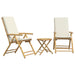 Set de bistro pliabil, 3 piese, cu perne alb crem, bambus - WALTI WALTI