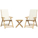 Set de bistro pliabil, 3 piese, cu perne alb crem, bambus - WALTI WALTI