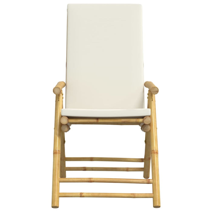 Set de bistro pliabil, 3 piese, cu perne alb crem, bambus - WALTI WALTI