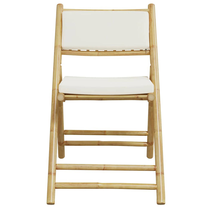 Set de bistro pliabil, 3 piese, cu perne alb crem, bambus WALTI