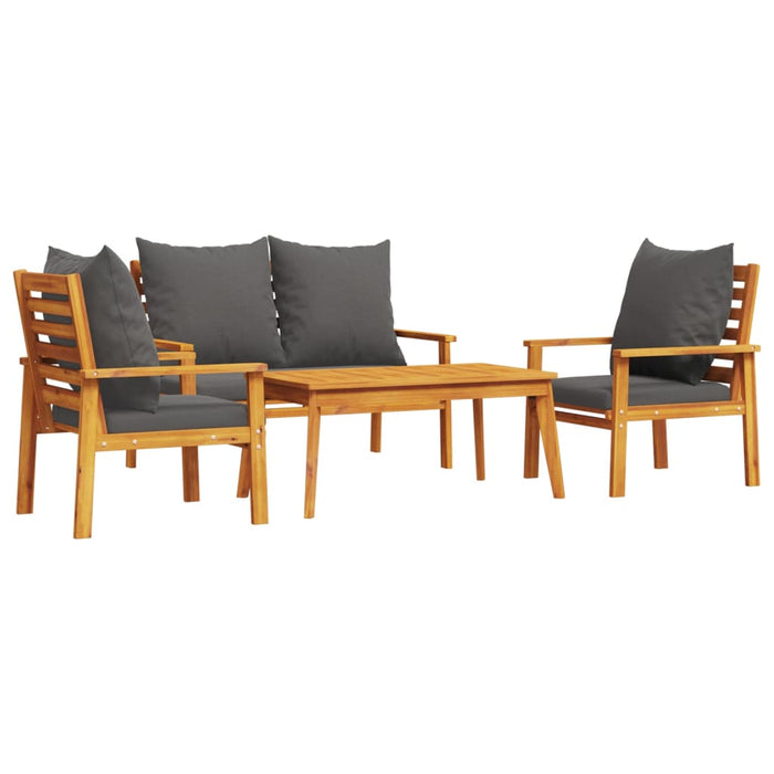 Set mobilier de grădină cu perne, 4 piese, lemn masiv de acacia - WALTI WALTI