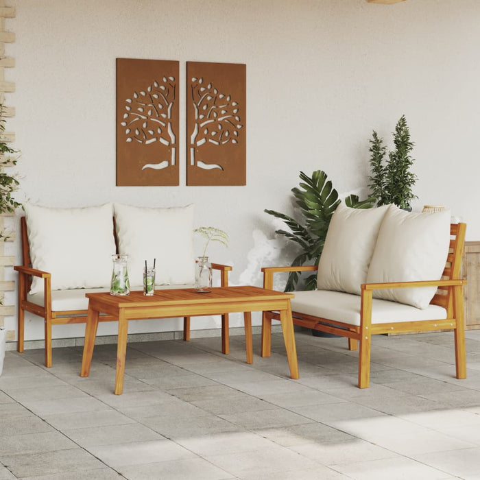Set mobilier de grădină cu perne, 3 piese, lemn masiv acacia - WALTI WALTI