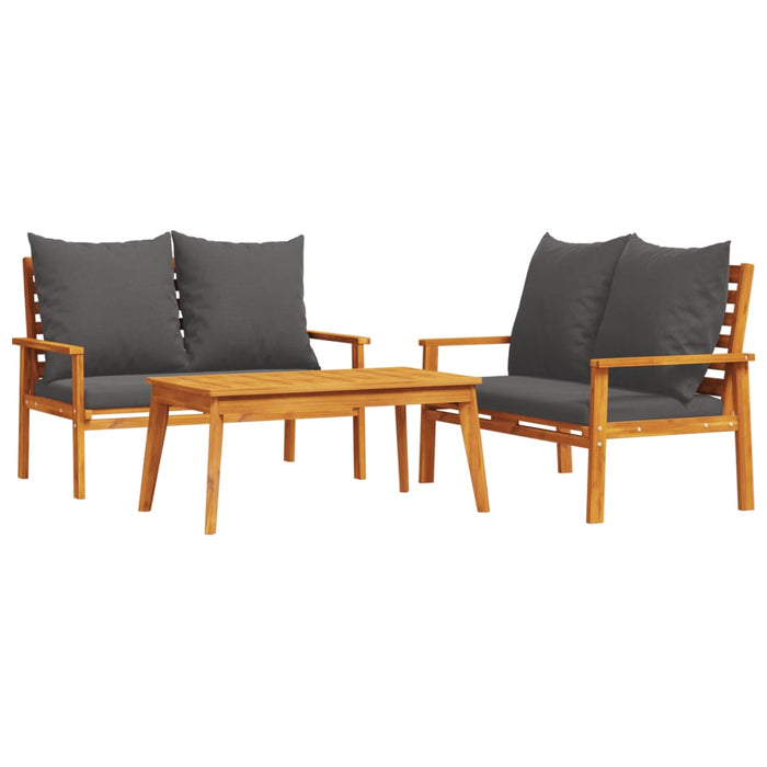 Set mobilier de grădină cu perne, 3 piese, lemn masiv acacia - WALTI WALTI