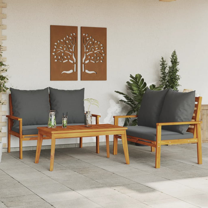 Set mobilier de grădină cu perne, 3 piese, lemn masiv acacia - WALTI WALTI