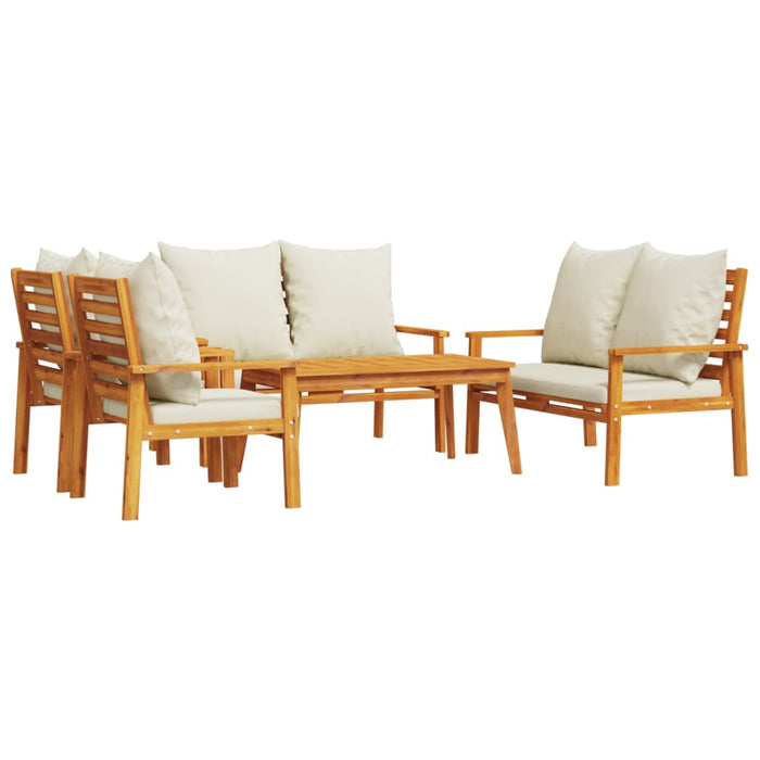 Set mobilier de grădină cu perne, 5 buc., lemn masiv acacia WALTI