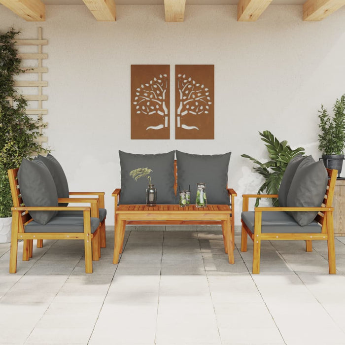 Set mobilier de grădină cu perne, 5 buc., lemn masiv acacia - WALTI WALTI