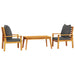 Set mobilier de grădină cu perne, 3 piese, lemn masiv acacia - WALTI WALTI