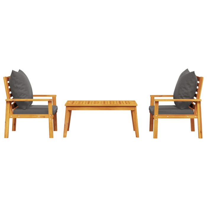 Set mobilier de grădină cu perne, 3 piese, lemn masiv acacia - WALTI WALTI