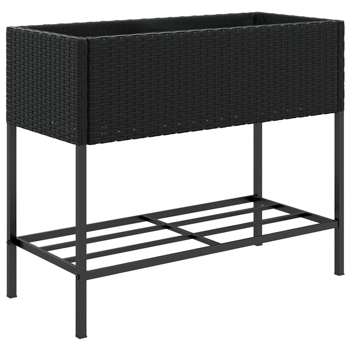 Jardiniere de grădină cu raft 2 buc. negru 90x40x75cm poliratan - WALTI WALTI