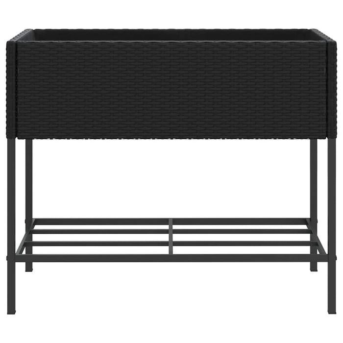 Jardiniere de grădină cu raft 2 buc. negru 90x40x75cm poliratan - WALTI WALTI