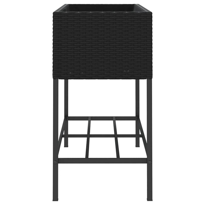 Jardiniere de grădină cu raft 2 buc. negru 90x40x75cm poliratan - WALTI WALTI