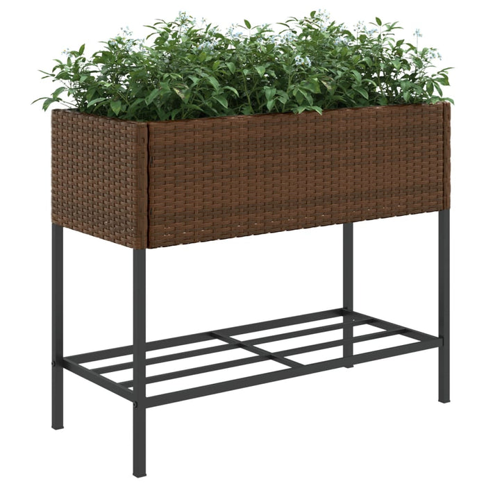 Jardiniere de grădină cu raft 2 buc. maro 90x40x75cm poliratan - WALTI WALTI