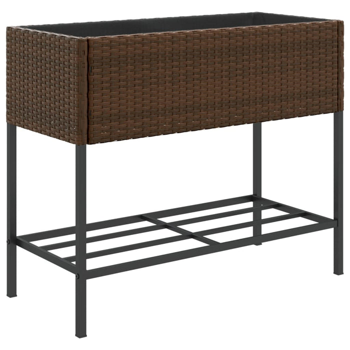 Jardiniere de grădină cu raft 2 buc. maro 90x40x75cm poliratan - WALTI WALTI