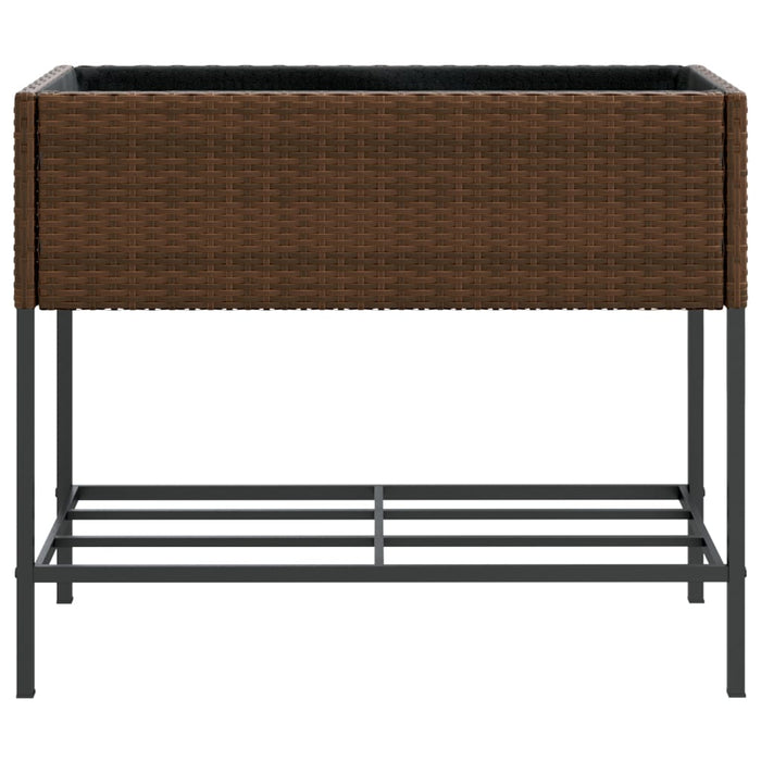 Jardiniere de grădină cu raft 2 buc. maro 90x40x75cm poliratan - WALTI WALTI