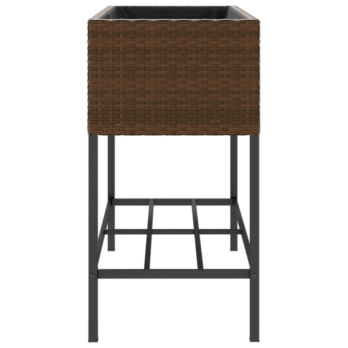 Jardiniere de grădină cu raft 2 buc. maro 90x40x75cm poliratan - WALTI WALTI