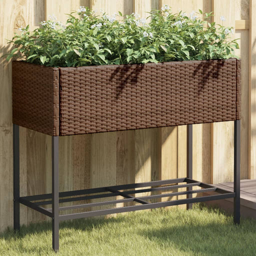 Jardiniere de grădină cu raft 2 buc. maro 90x40x75cm poliratan - WALTI WALTI