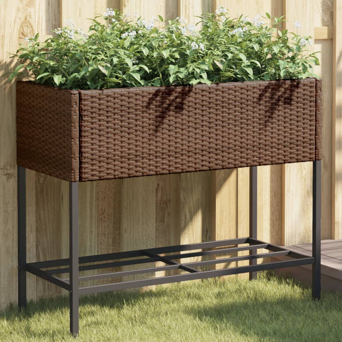 Jardiniere de grădină cu raft 2 buc. maro 90x40x75cm poliratan - WALTI WALTI