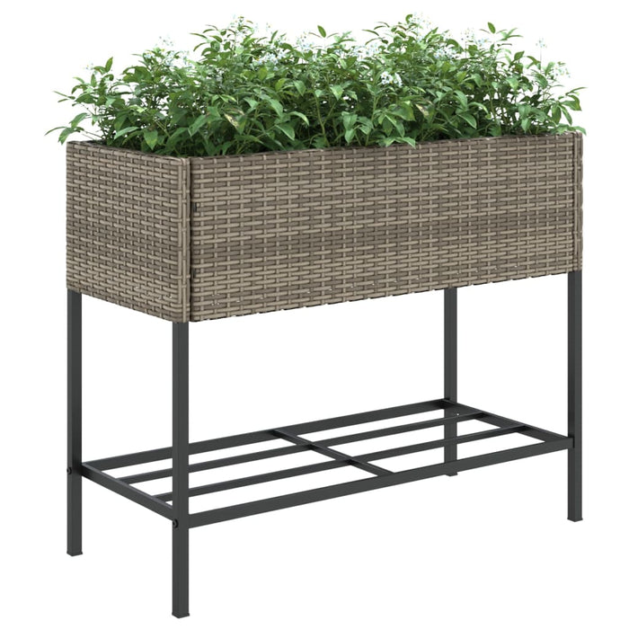 Jardiniere de grădină cu raft 2 buc. gri 90x40x75cm poliratan - WALTI WALTI