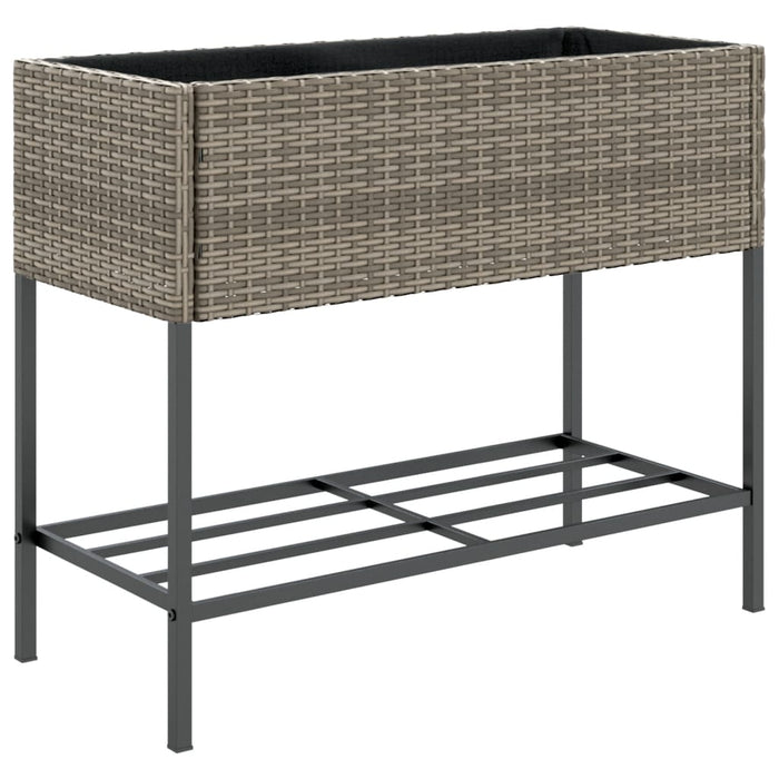 Jardiniere de grădină cu raft 2 buc. gri 90x40x75cm poliratan - WALTI WALTI