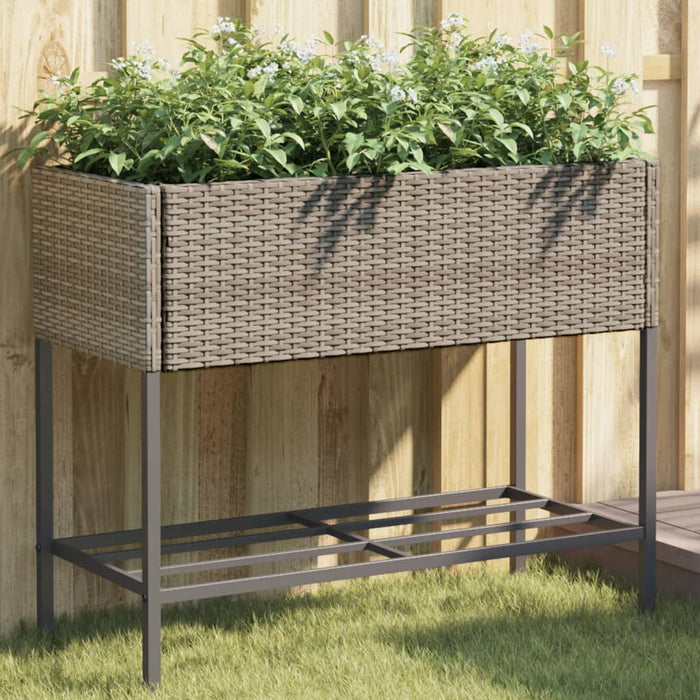Jardiniere de grădină cu raft 2 buc. gri 90x40x75cm poliratan - WALTI WALTI