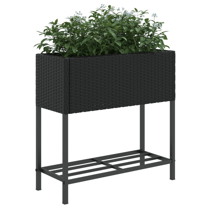 Jardiniere de grădină cu raft 2 buc. negru 70x28x70cm poliratan - WALTI WALTI