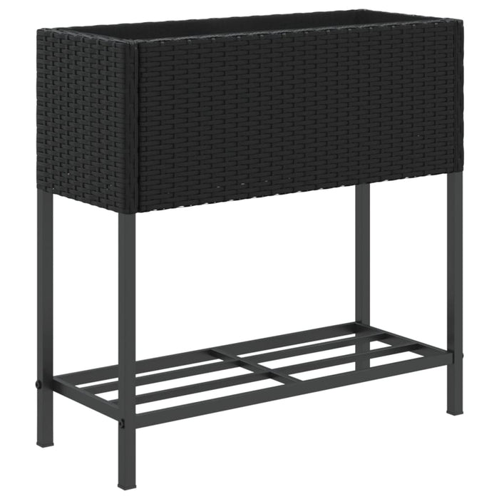 Jardiniere de grădină cu raft 2 buc. negru 70x28x70cm poliratan - WALTI WALTI
