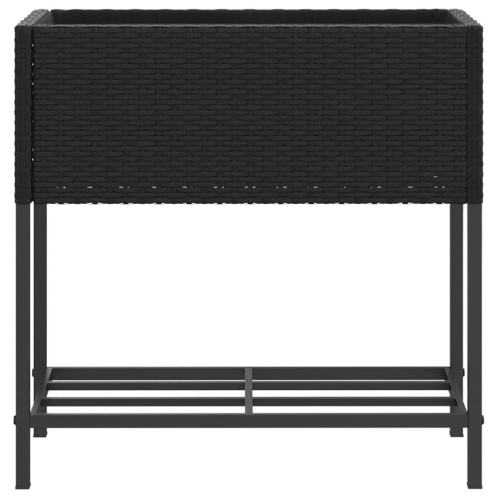 Jardiniere de grădină cu raft 2 buc. negru 70x28x70cm poliratan - WALTI WALTI