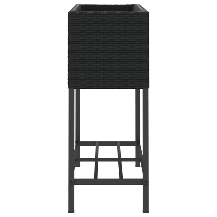 Jardiniere de grădină cu raft 2 buc. negru 70x28x70cm poliratan - WALTI WALTI