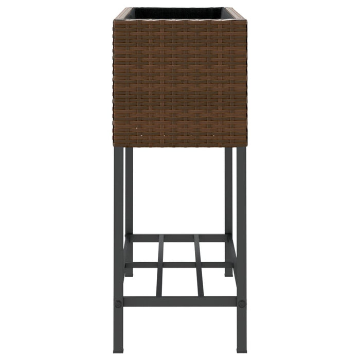 Jardiniere de grădină cu raft 2 buc. maro 70x28x70cm poliratan - WALTI WALTI