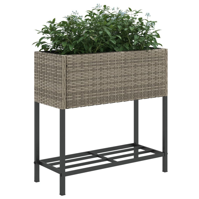 Jardiniere de grădină cu raft 2 buc. gri 70x28x70cm poliratan - WALTI WALTI