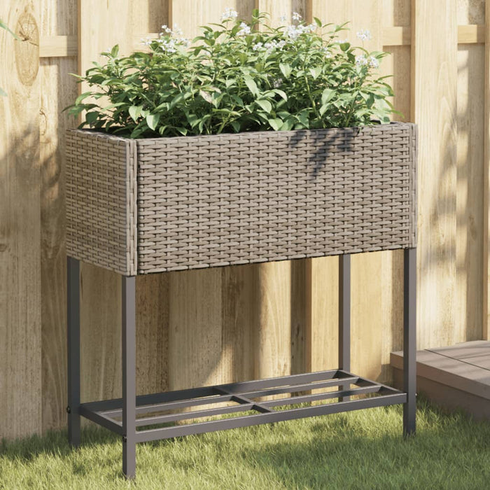 Jardiniere de grădină cu raft 2 buc. gri 70x28x70cm poliratan - WALTI WALTI